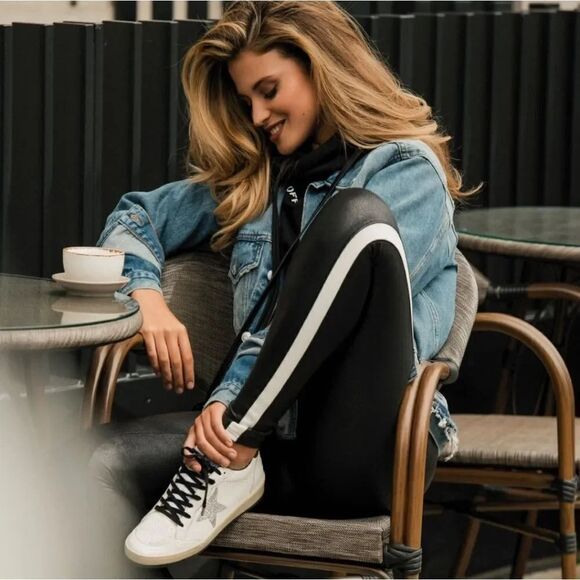 Spanx Faux Leather Side Stripe Leggings S/P NWT - Picture 1 of 11